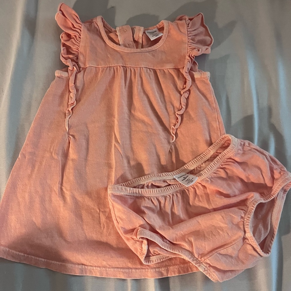 Nordstrom Peach Baby Dress with Matching Diaper Cover